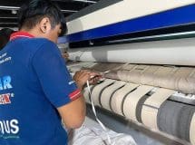 งานติดตั้งสายพานรีดผ้า NICHOLINE สำหรับเครื่องรีดผ้า